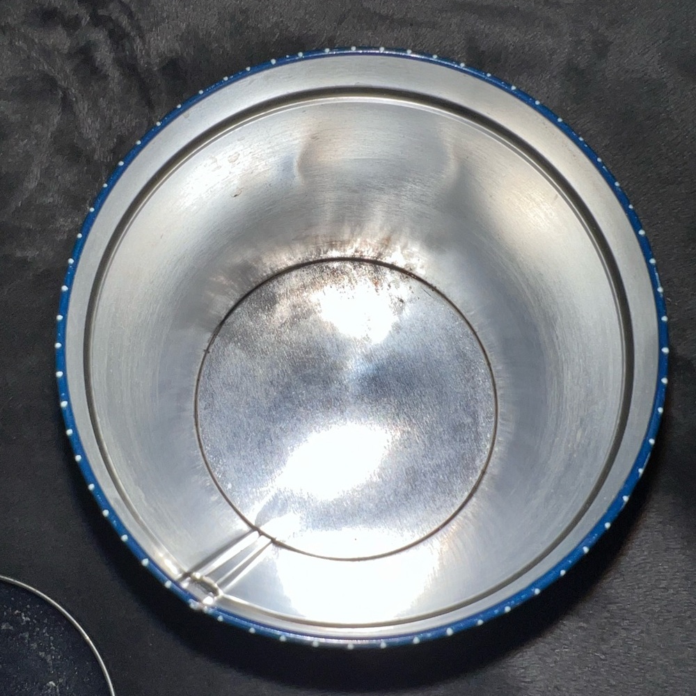 Vintage Navy Blue Polka Dot Goose Geese Duck Tin Box Canisters One With Handle - Picture 7 of 16